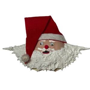 Santa Face Hand Painted Crab Shell Christmas Ornament Maryland Artist 2005